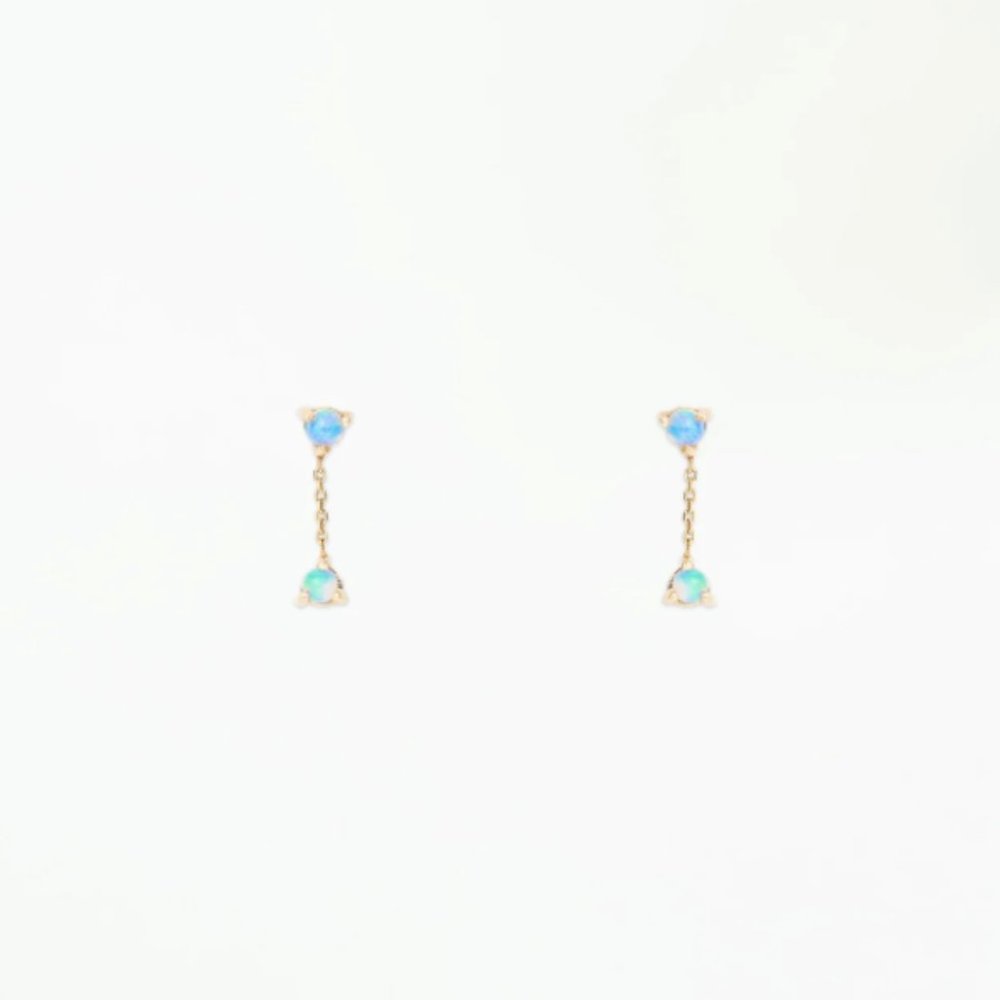 WWAKE Small Two-Step Opal Chain Earrings - Pair